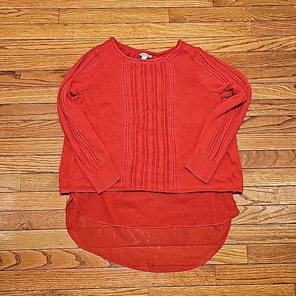 Lucky Brand Red Sweater with sheer back medium